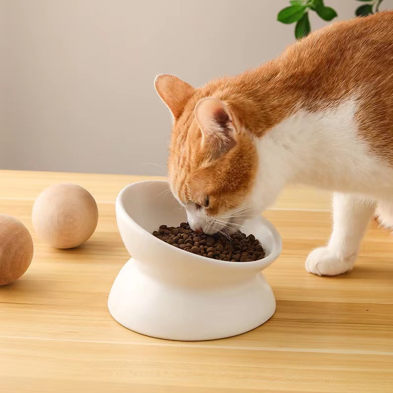 New Ceramic Pet Bowl, Sloping Mouth And High Foot Protection For Cervical Vertebrae, Dog And Cat Food Bowl