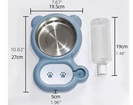 Double Bowls with Automatic Water Dispenser Bottle: The Perfect Pet Water & Food Bowl Set for Small Dogs & Cats!