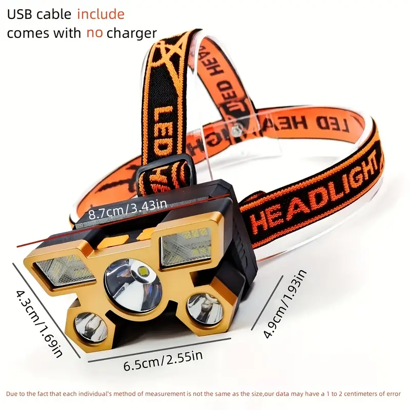 Rechargeable USB Waterproof LED Headlamp - Perfect for Outdoor Camping Adventures!