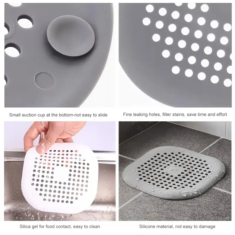  Square Hair Catcher Filter: Keep Your Bathroom & Kitchen Clog-Free，2PCS