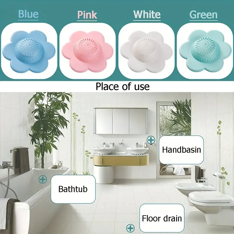 Silicone Floor Drain Covers - Hair Catcher, Easy to Install & Clean Suitable for Bathroom, Bathtub ，Kitchen 2psc