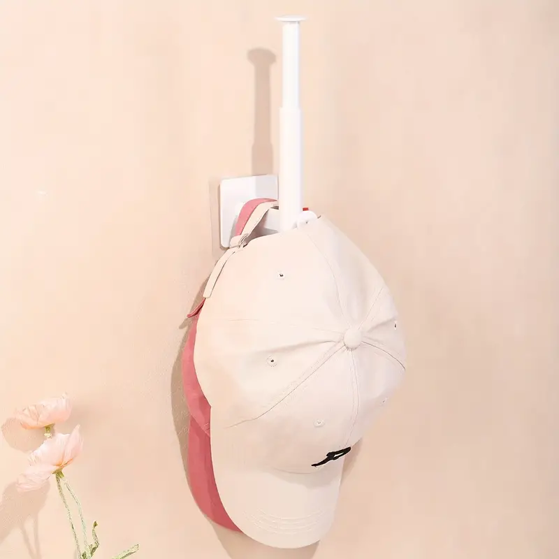 White Retractable Hat Rack Maximize Your Wardrobe Space 2pc