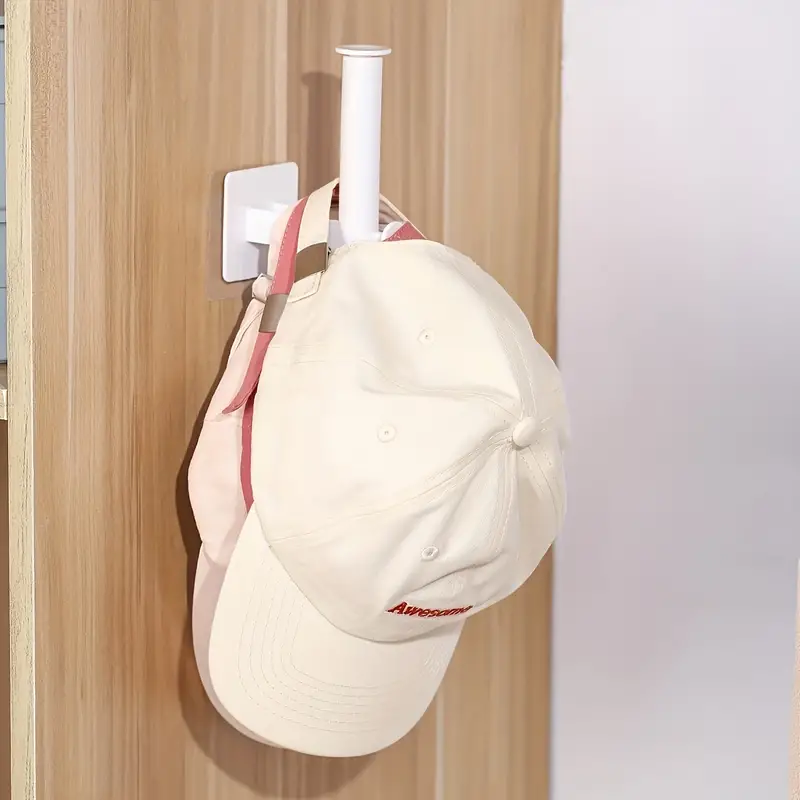 White Retractable Hat Rack Maximize Your Wardrobe Space 2pc