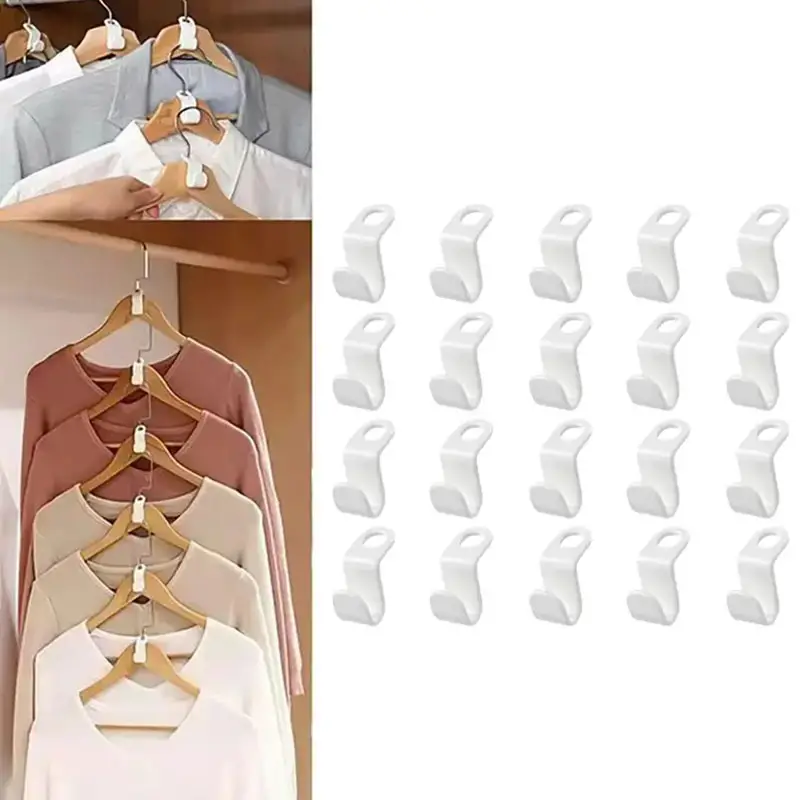 20pcs Heavy Duty Clothes Hanger Connector Hooks - Space Saving Cascading Extenders for Closet Organizer & Storage